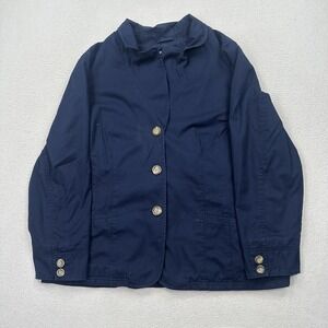 LL Bean Women's 3 Button Up Light Cotton Jacket Size 24 W Blue